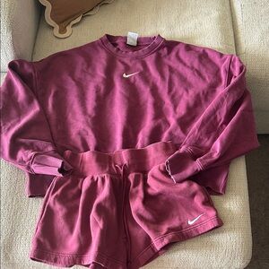 Nike Maroon Crewneck with White Swoosh